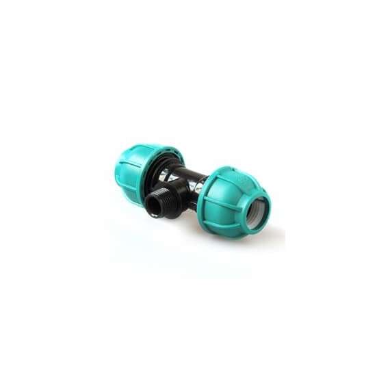 Тройник ПЭ с НР 25x1/2" UNIO, Размер тройника ПЭ с резьбой: 25x1/2", фото 