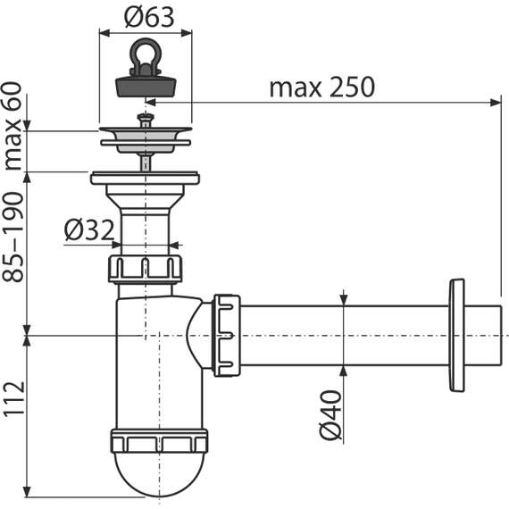 Сифон для умывальника AlcaPlast A41, фото , изображение 2