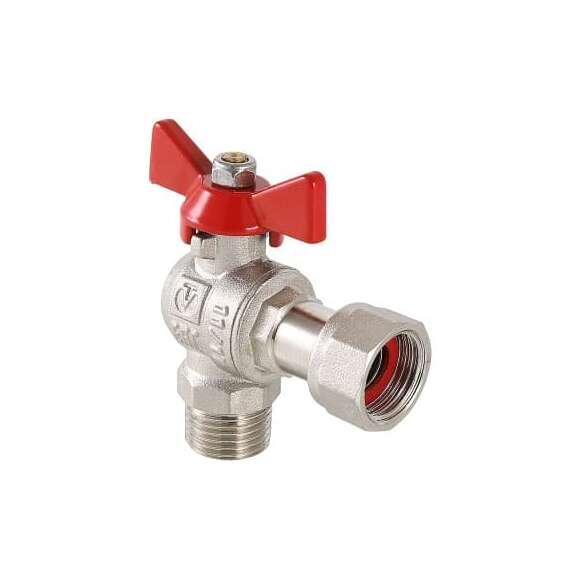 Кран шаровой VALTEC угловой с накидной гайкой и НР 1/2"x3/4" бабочка, фото 
