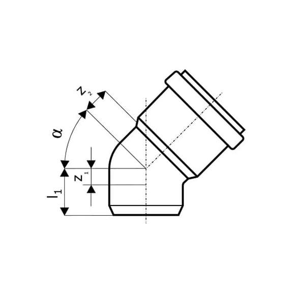 Отвод внутр. канализация D 40x67° OSTENDORF, Диаметр канализационной трубы: 40, Угол наклона: 67°, фото , изображение 2