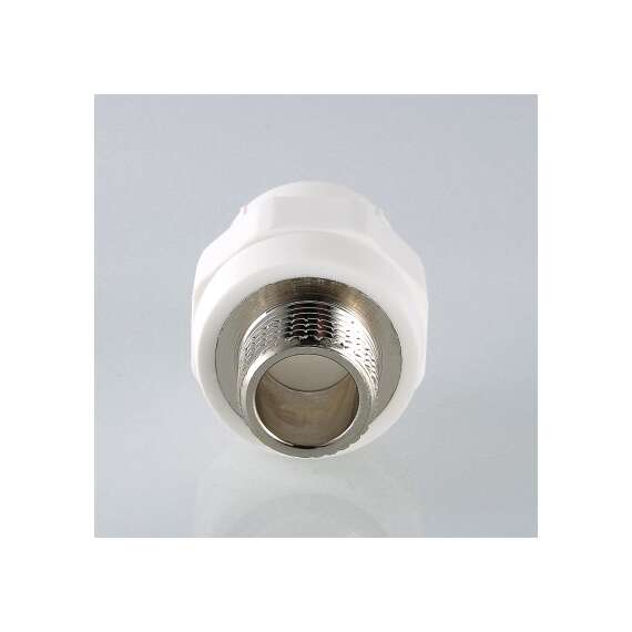 Муфта полипропиленовая резьбовая с металлической НР 25x3/4"  бел. VALTEC, Диаметр трубы ППР: 25, Размер с металлической НР: 25x3/4", фото , изображение 2