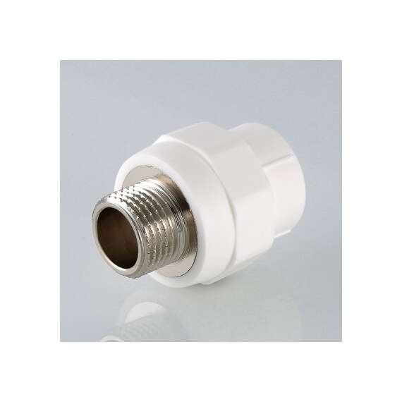 Муфта полипропиленовая резьбовая с металлической НР 20x1/2"  бел. VALTEC, Диаметр трубы ППР: 20, Размер с металлической НР: 20x1/2", фото , изображение 3