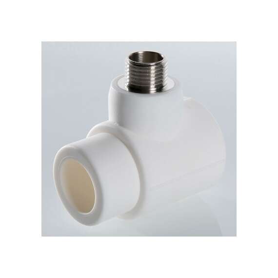 Тройник полипропиленовый для подключения коллекторных соединений НР 40x1/2" бел. VALTEC, Размер тройника переходного на резьбу: 40x1/2", фото , изображение 3