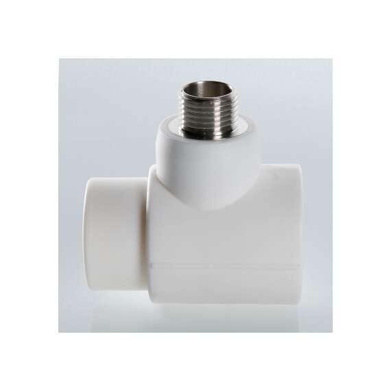 Тройник полипропиленовый для подключения коллекторных соединений НР 40x3/4" бел. VALTEC, Размер тройника переходного на резьбу: 40x3/4", фото , изображение 4