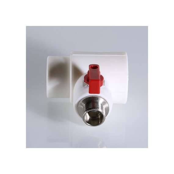 Тройник полипропиленовый для подключения коллекторных соединений НР с шаровым краном 40x3/4" бел. VALTEC, Диаметр трубы ППР: 40, Размер тройника переходного на резьбу: 40x3/4", фото , изображение 2