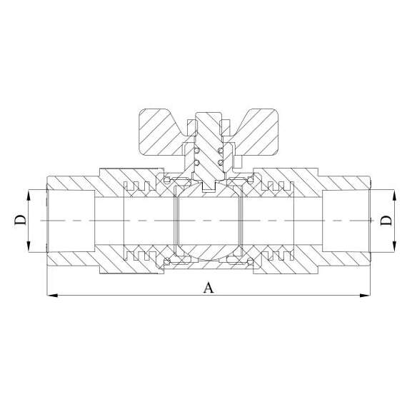 Кран шаровой комбинированный полипропиленовый 25 сер. HEISSKRAFT, Диаметр трубы ППР: 25, фото , изображение 2