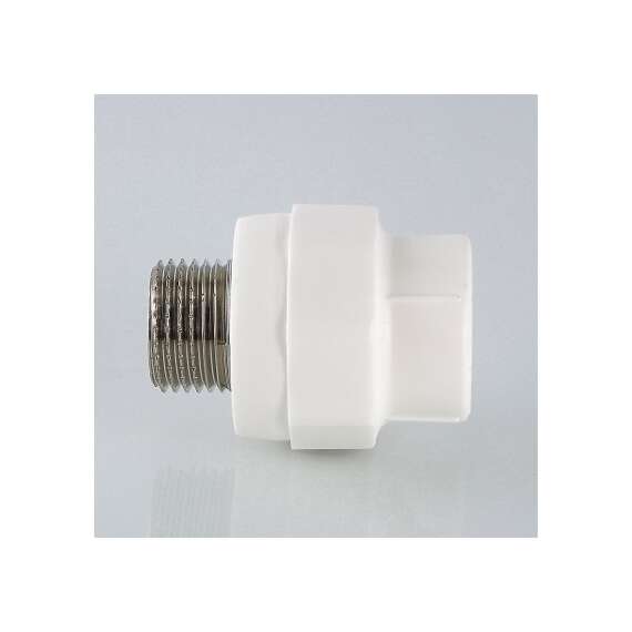 Муфта полипропиленовая резьбовая с металлической НР 32x3/4"  бел. VALTEC, Диаметр трубы ППР: 32, Размер с металлической НР: 32x3/4", фото , изображение 4