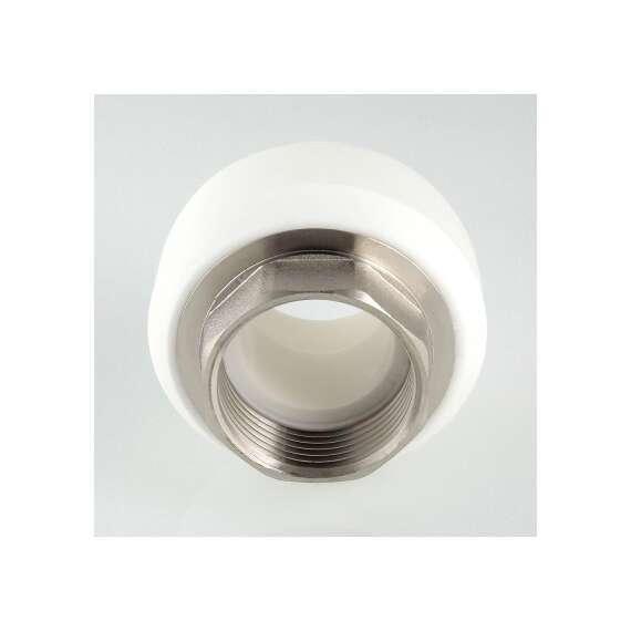 Муфта полипропиленовая резьбовая под ключ с металлической ВР 40x1 1/4"  бел. VALTEC, Диаметр трубы ППР: 40, Размер под ключ с металлической ВР: 40x1 1/4", фото , изображение 2