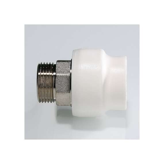 Муфта полипропиленовая резьбовая под ключ с металлической НР 50x1 1/2"  бел. VALTEC, Диаметр трубы ППР: 50, Размер под ключ с металлической НР: 50x1 1/2", фото , изображение 4