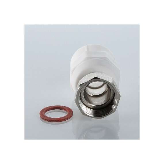 Муфта полипропиленовая резьбовая с накидной гайкой 20x1/2"  бел. VALTEC, Диаметр трубы ППР: 20, Размер с накидной гайкой: 20x1/2", фото , изображение 2