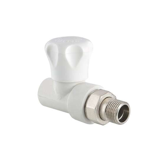 Клапан полипропиленовый для подключения радиаторов прямой 20x1/2" бел. VALTEC, Размеры ППР с дюймами: 20x1/2", Диаметр трубы ППР: 20, фото 