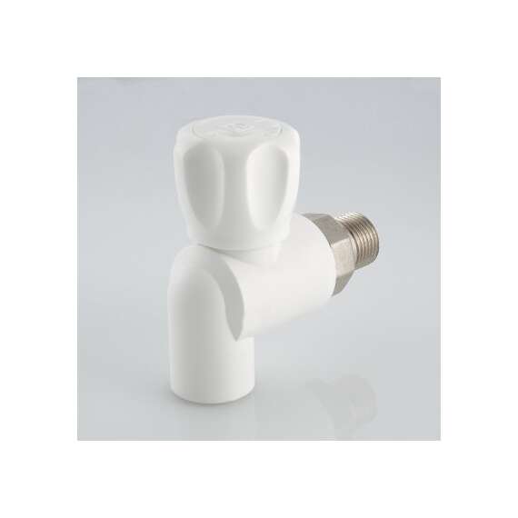 Кран шаровой для подключения радиатора угловой полипропиленовый 25x3/4" бел. VALTEC, Размеры ППР с дюймами: 25x3/4", Диаметр трубы ППР: 25, фото , изображение 4