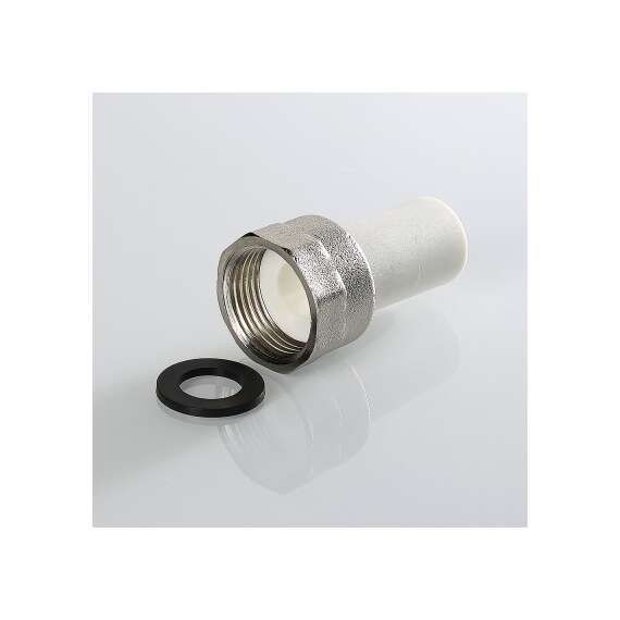 Муфта полипропиленовая резьбовая переходник с накидной гайкой ВР 25x1"  бел. VALTEC, Диаметр трубы ППР: 25, Размер переходник с накидной гайкой: 25x1", фото , изображение 3