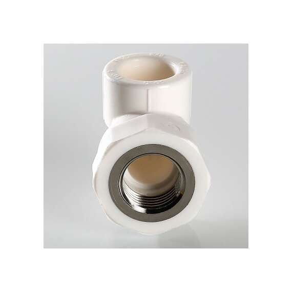 Угол резьбовой полипропиленовый с металлической ВР 32x3/4" бел. VALTEC, Размер с металлической ВР: 32x3/4", Диаметр трубы ППР: 32, фото , изображение 2