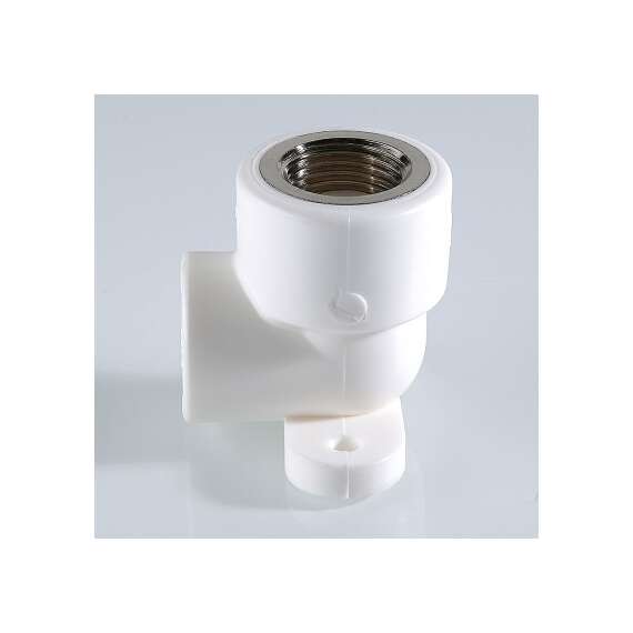 Угол резьбовой полипропиленовый настенный с ВР с креплением 20х1/2" бел. VALTEC, Диаметр трубы ППР: 20, фото , изображение 3