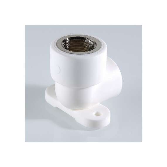 Угол резьбовой полипропиленовый настенный с ВР с креплением 20х1/2" бел. VALTEC, Диаметр трубы ППР: 20, фото , изображение 4