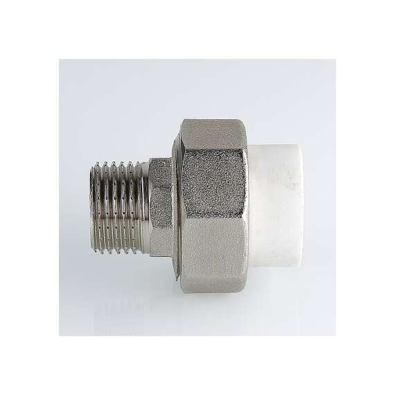 Муфта полипропиленовая резьбовая разъемная с металлической НР 32х1"  бел. VALTEC, Диаметр трубы ППР: 32, Размер разъемная с металлической НР: 32х1", фото , изображение 4