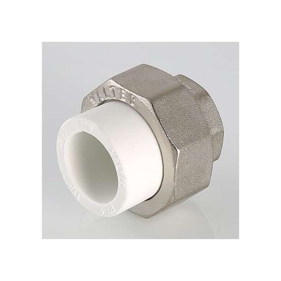 Муфта полипропиленовая резьбовая разъемная с металлической ВР 40х1 1/2"  бел. VALTEC, Диаметр трубы ППР: 40, Размер разъемная с металлической ВР: 40х1 1/2", фото , изображение 4