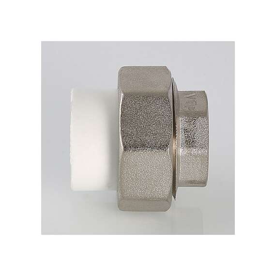 Муфта полипропиленовая резьбовая разъемная с металлической ВР 40х1 1/2"  бел. VALTEC, Диаметр трубы ППР: 40, Размер разъемная с металлической ВР: 40х1 1/2", фото , изображение 5