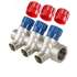 Коллектор НР с регулирующими вентелями(красный+синий) 1",3x1/2" VALTEC, Диаметр коллектора: 1", Количество выходов: 3, фото 